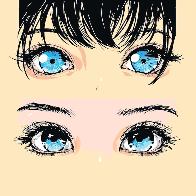 Vettore occhi di ragazza manga