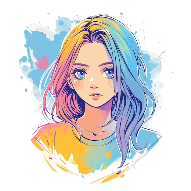 Vector manga girl portrait