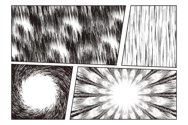 Vettore effetto esplosione radiale manga per scene comiche