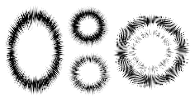 Vettore set di linee di movimento radiale manga