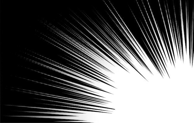 Vector manga radial speed lines on black background