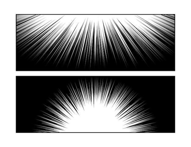 벡터 만화 방사형 속도 라인 세트