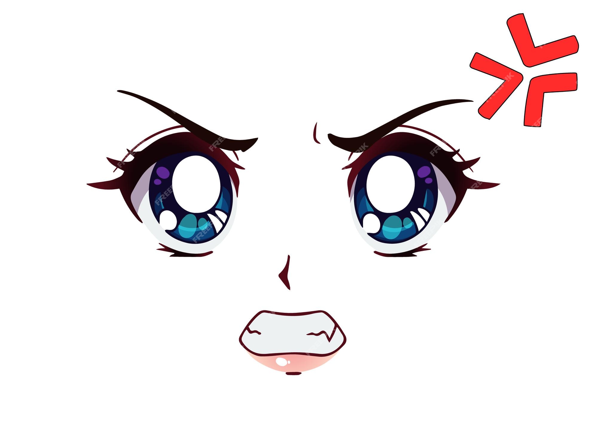 Premium Vector  Scared anime face. manga style funny eyes, little nose and  kawaii mouth. hand drawn vector cartoon illustration.