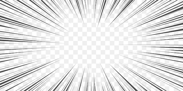 Vector manga transparent background speed radial lines