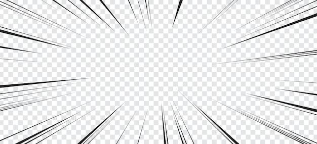 Vector manga transparent comic explosion motion or movement effect vector background manga anime cartoon radial speed lines and abstract pattern for comic book burst flash ray or explode bang action