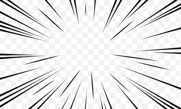 Vector manga transparent speed lines comic effect on transparent background