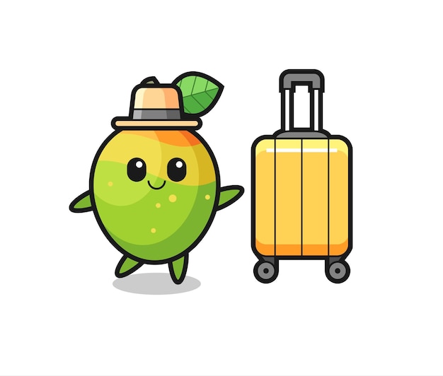 Mango cartoon afbeelding met bagage op vakantie