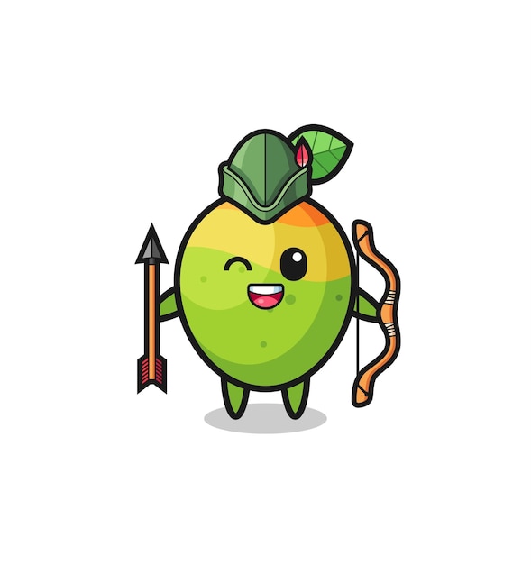 Mango cartoon as medieval archer mascot