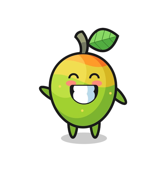 Personaggio dei cartoni animati di mango che fa il gesto della mano con l'onda, design in stile carino per maglietta, adesivo, elemento logo