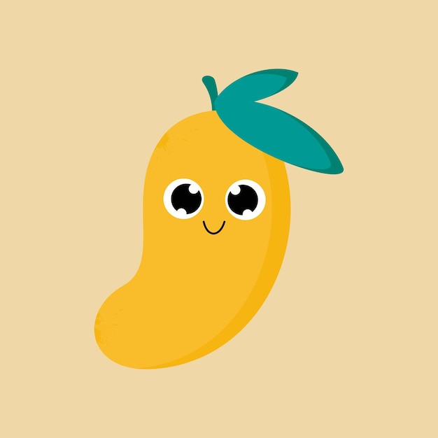 Mango Cartoon Character in Kawaii Style