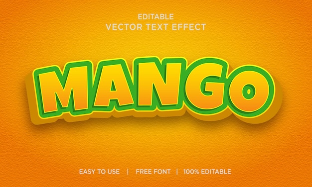 Mango editable text effect style Premium Vector