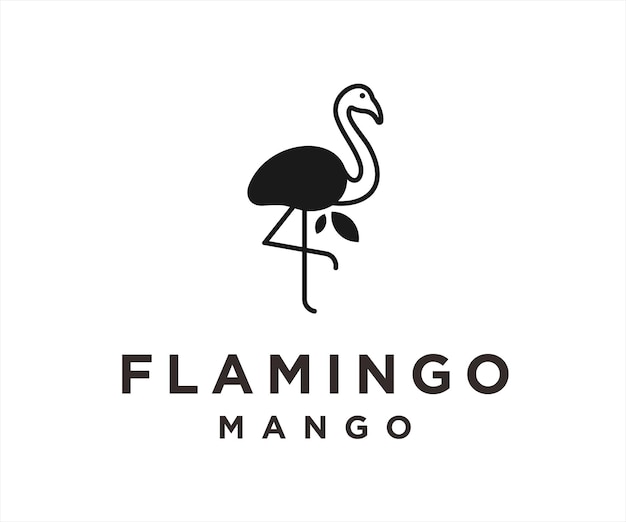 Mango fenicottero logo design illustrazione vettoriale