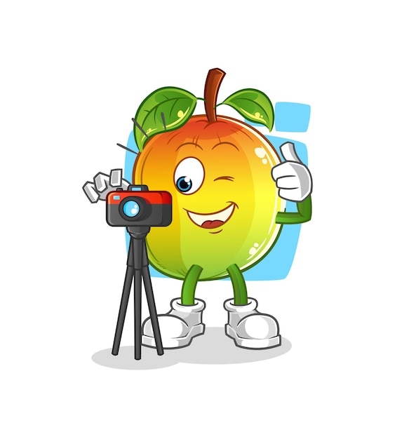 Mango fotograaf karakter. cartoon mascotte vector