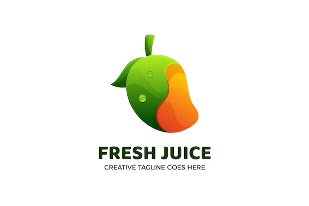 Modello di logo gradiente di succo fresco di mango