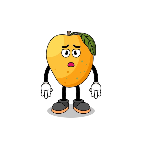 Mango fruit cartoon illustration with sad face character design