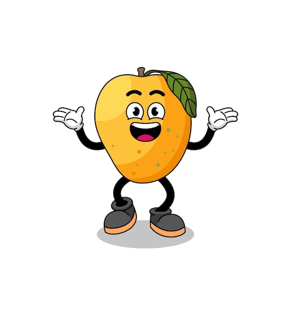 Mango fruit cartoon searching with happy gesture character design