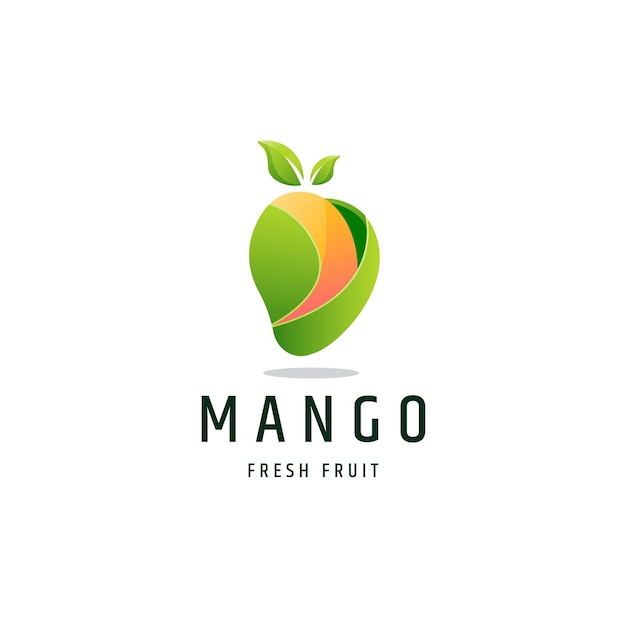 Illustrazione di vettore del modello di progettazione dell'icona di logo di gradiente variopinto della frutta del mango