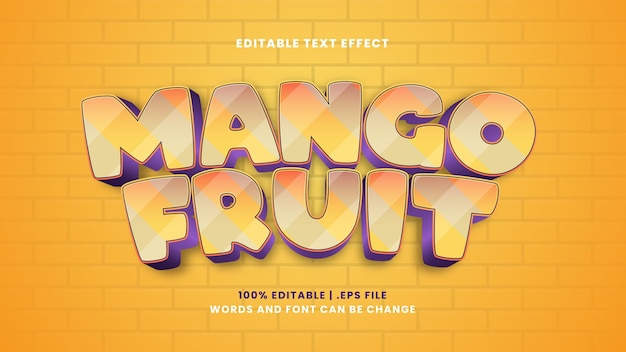 Mango fruit editable text effect in modern 3d style