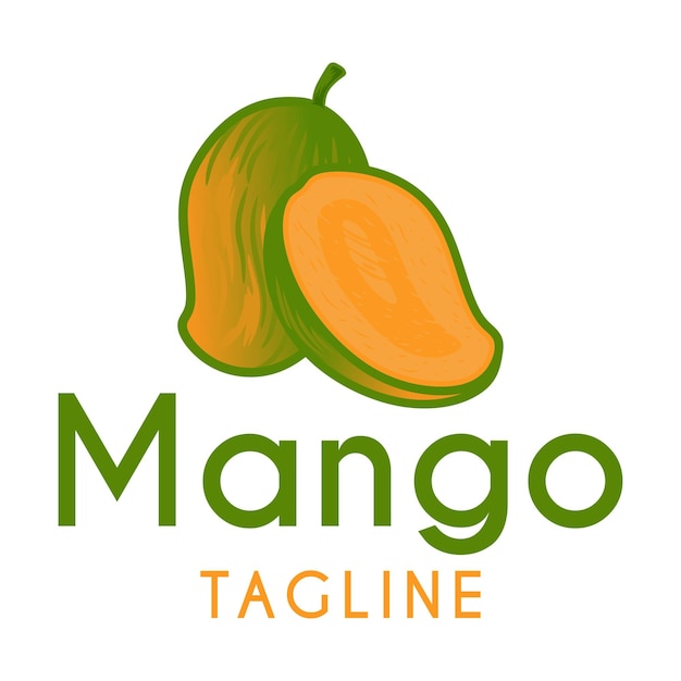 Vector mango fruit logo ontwerp met vers mango fruit icoon perfect voor fruitetiketten sap drink iconen of