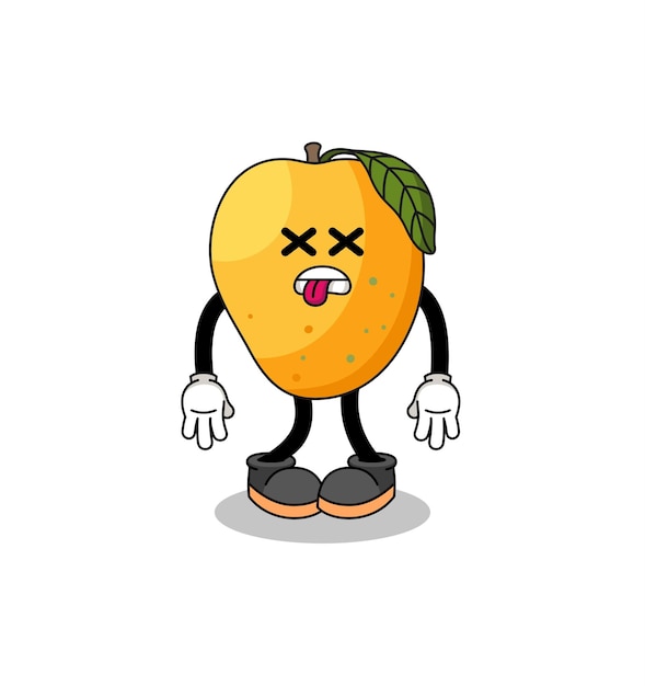 Mango fruit mascot illustration is dead character design