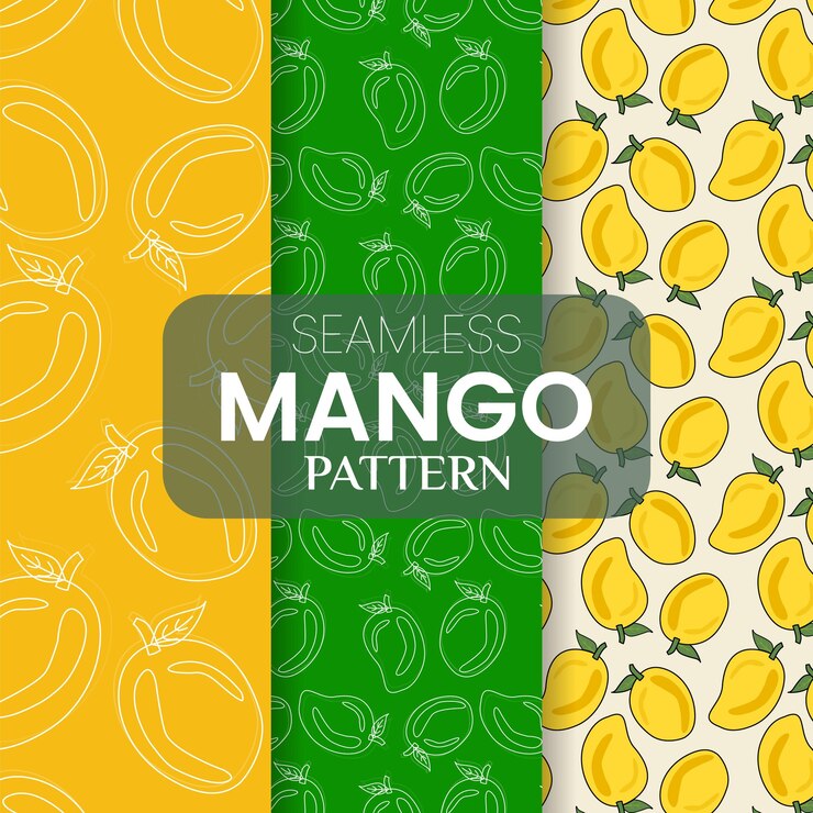 Vector mango fruit pattern seamless vector hand drawn product packaging or level design combo pattern pack