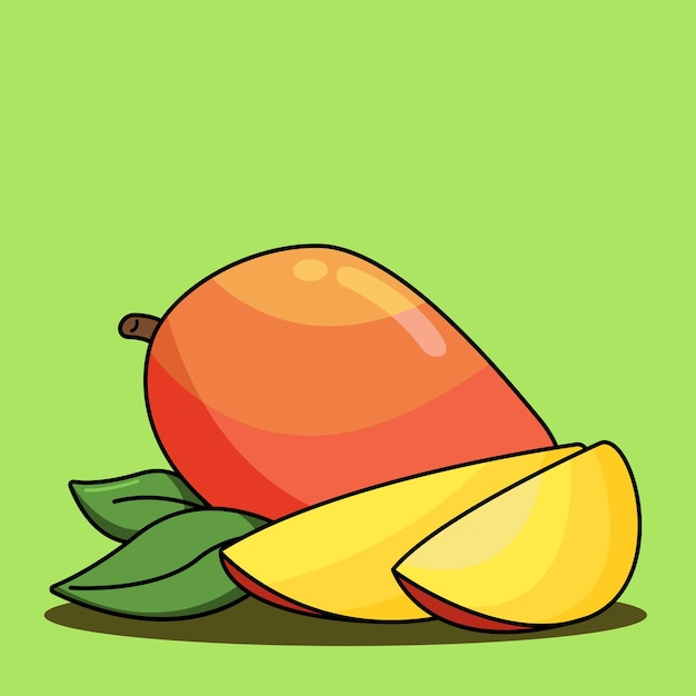Mango fruit schattig natuur eten platte cartoon fruit illustratie