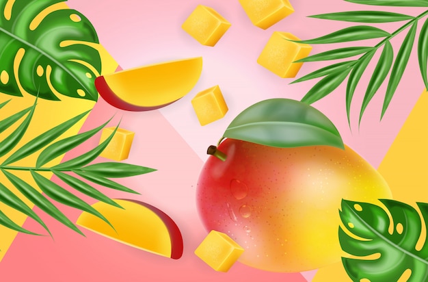 Vettore fondo tropicale del frutto del mango