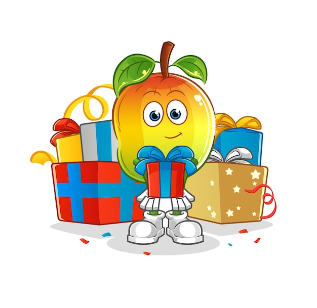 Mango give gifts mascot cartoon vector