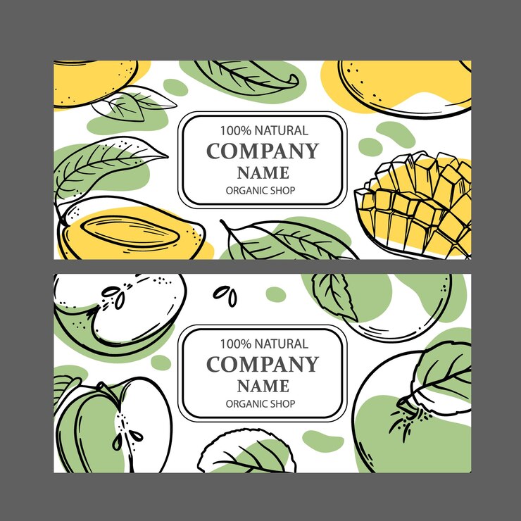 Vector mango green apple labels
