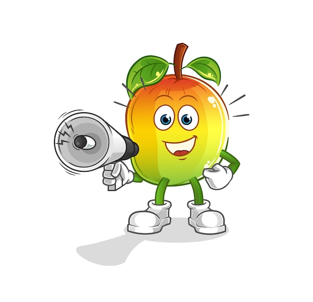 Mango holding hand loudspeakers vector. cartoon character