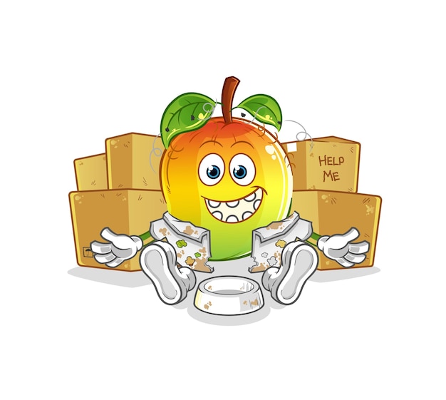 Mango homeless character. cartoon mascot vector