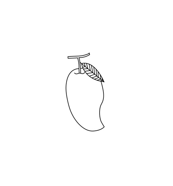 白いマンゴーアイコンのベクトルイラストデザインに分離されたラインスタイルのマンゴーアイコン