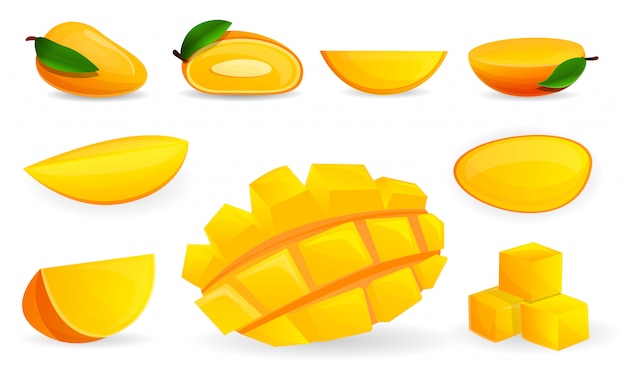 Vector mango icon set. cartoon set of mango vector icons for web design