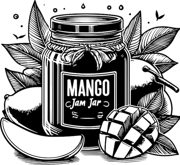 Mango jam pot zwarte omtrek illustratie