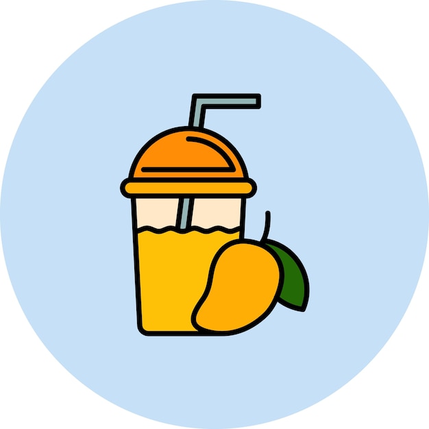 Вектор Иллюстрация плоского сока манго
