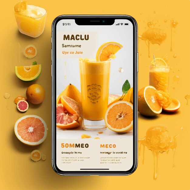 Vettore post sui social media con menu di cibo a base di succo di mango