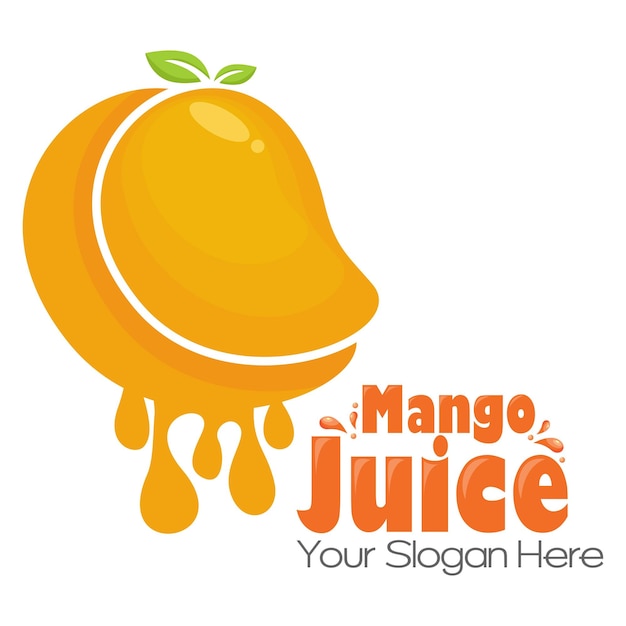 Logo del succo di mango. progettazione di bevande fresche. il tuo slogan qui