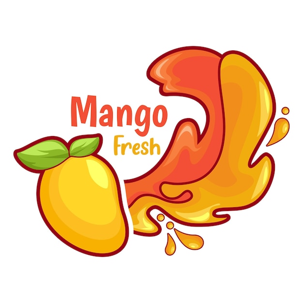 Logo del succo di mango. progettazione di bevande fresche. il tuo slogan qui