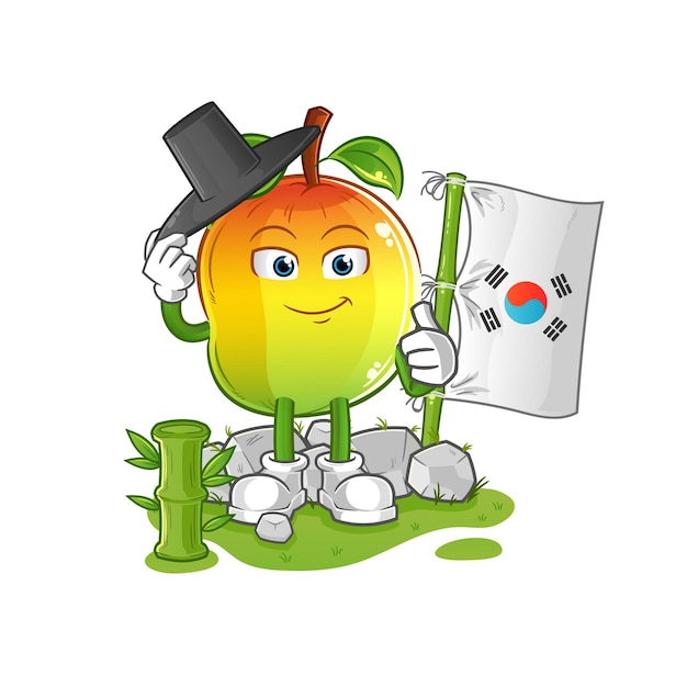 Mango korean character. cartoon mascot vector