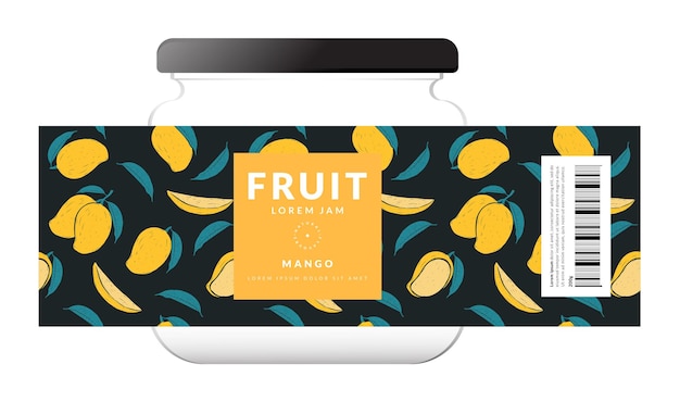 Шаблоны дизайна упаковки Mango Label Ручной рисунок векторной иллюстрации стиля