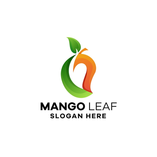 Modello di logo sfumato foglia di mango