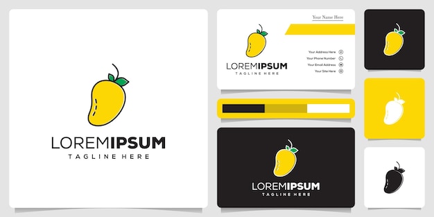 Mango logo art line icon logo template and business card