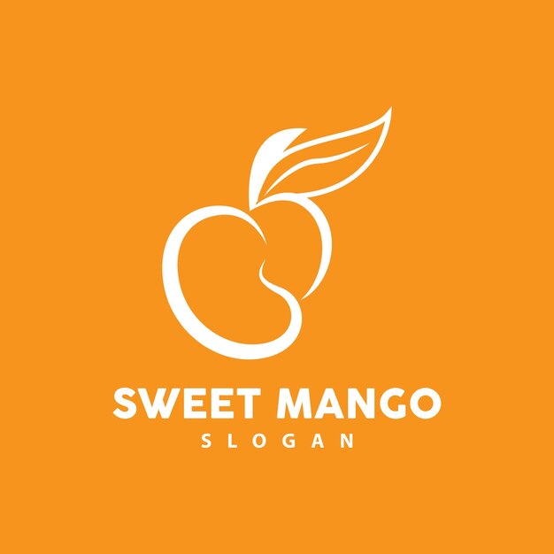 Mango Logo Fresh Fruit Vector Abstract Line Style Design Icon Template Illustration