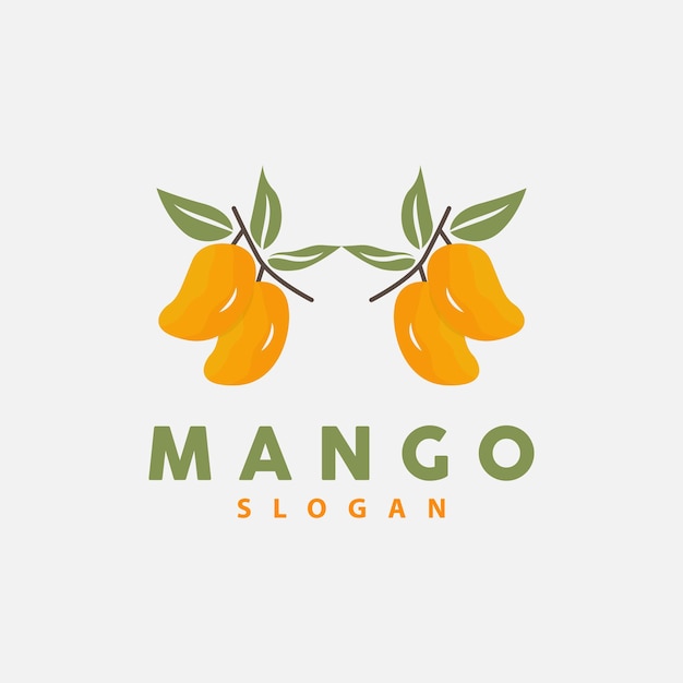 Logo mango fruit design semplice stile minimalista succo di frutta icona vettore simbolo illustrazione