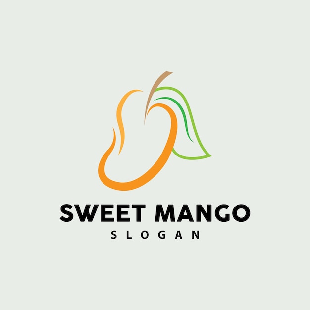 Mango Logo Vers Fruit Vector Abstracte Lijn Stijl Ontwerp Pictogram Sjabloon Illustratie