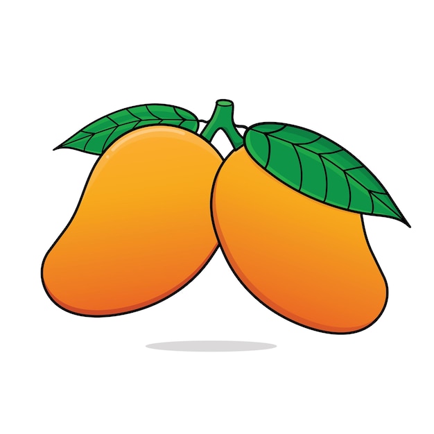 Манго манго мультфильм значок векторный дизайн иллюстрации обои лимон с ломтиками листьев манго сладкий