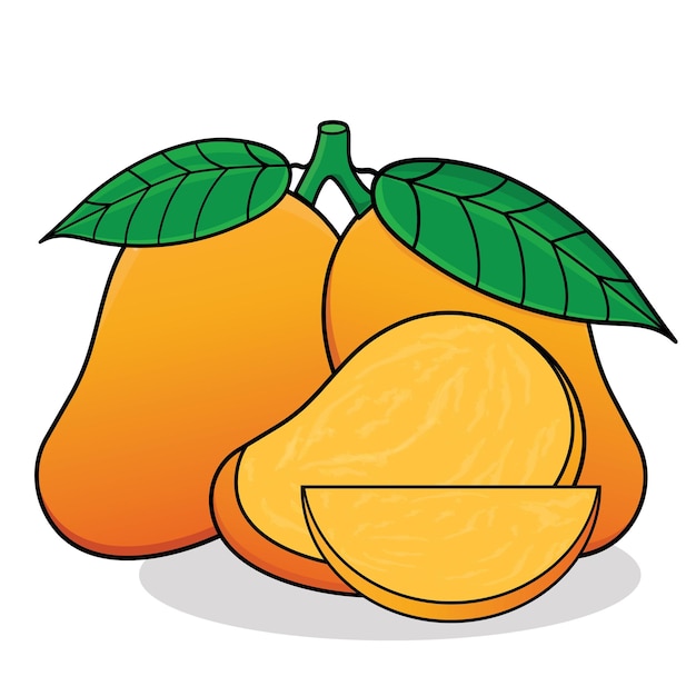 Mango mango cartoon icon vector design illustration wallpaperlemon with leaf slices mango sweet