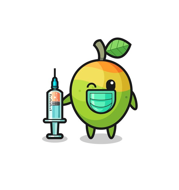 Mango-mascotte als schattig ontwerp van de vaccinator