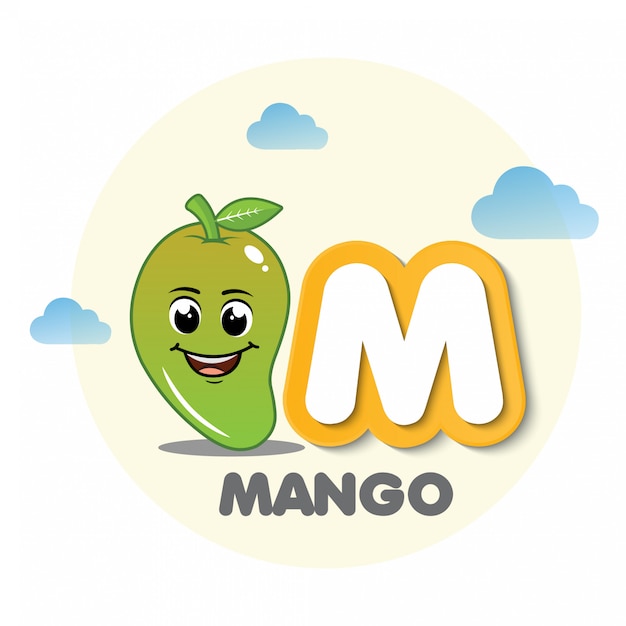 Mango mascotte met letter M