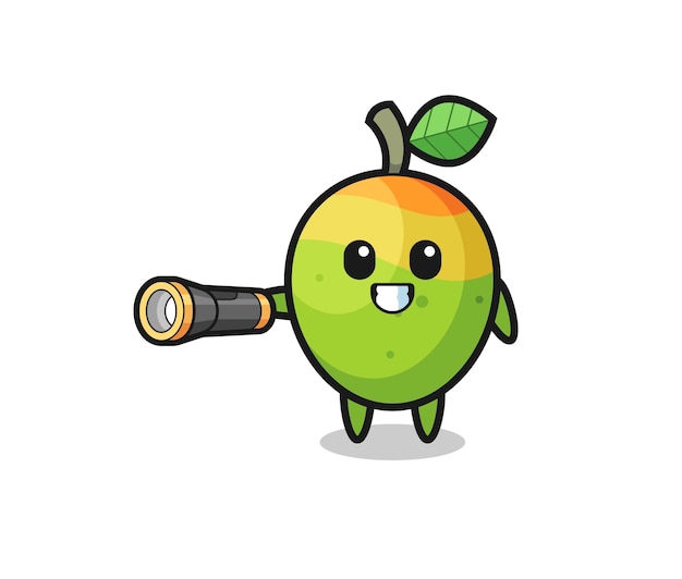 mango mascotte met zaklamp